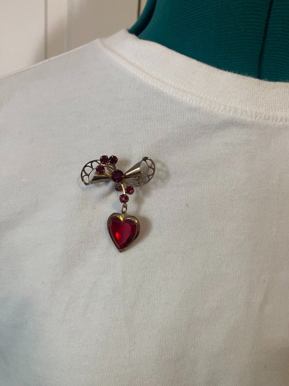 Vintage Brooch with Red Stone